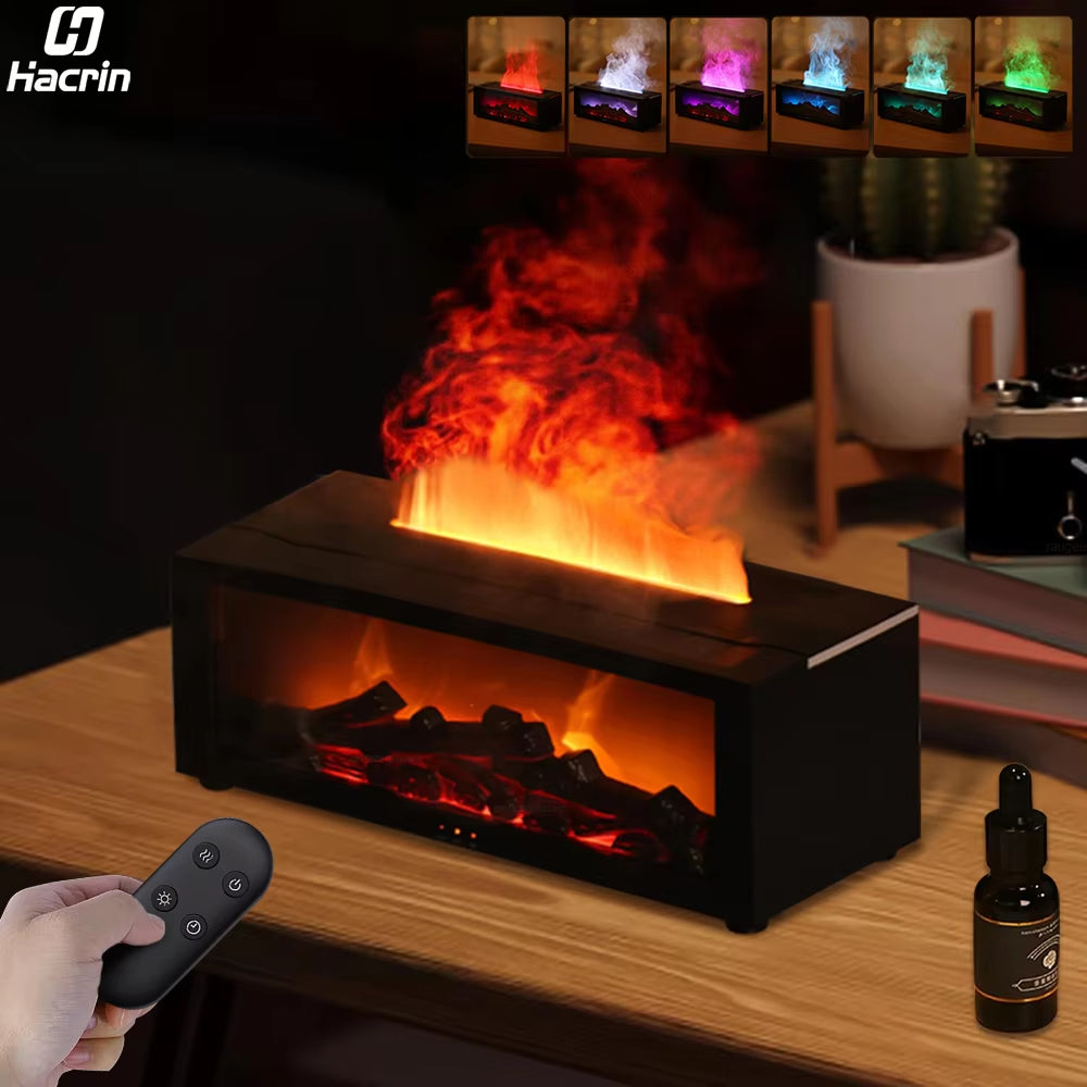 Air Humidifier & Essential Oil Diffuser with Flame Effect – Aromatherapy Home Room Fragrance Diffuser with Night Light