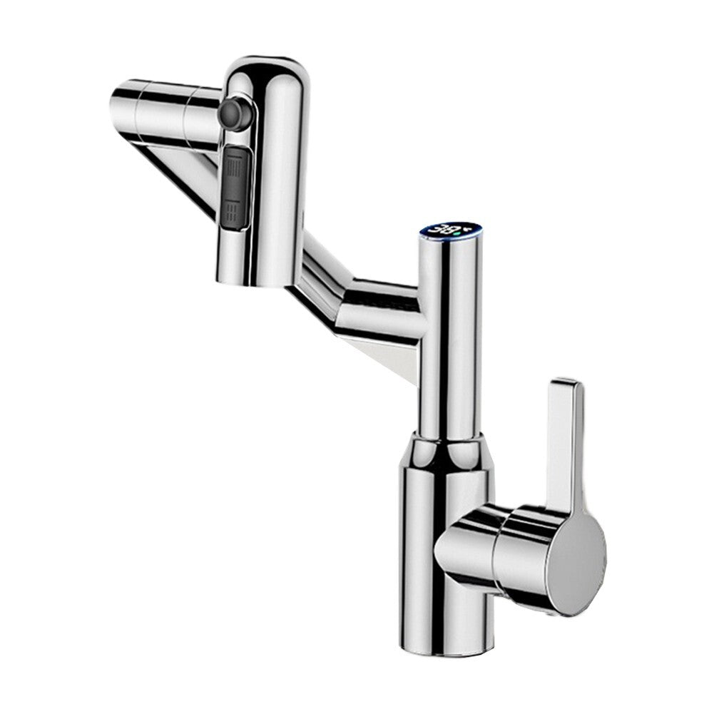 Intelligent Digital LED Bathroom Faucet – 360° Rotating Basin Mixer with Multifunction Stream Sprayer