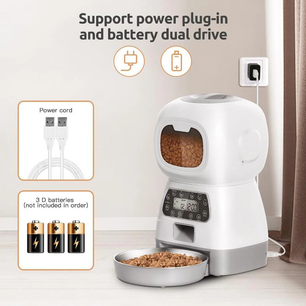 3.5L Automatic Pet Feeder for Cats & Dogs – WiFi Smart Slow Feeder with Voice Recorder, Large Capacity, Timed Food Dispenser