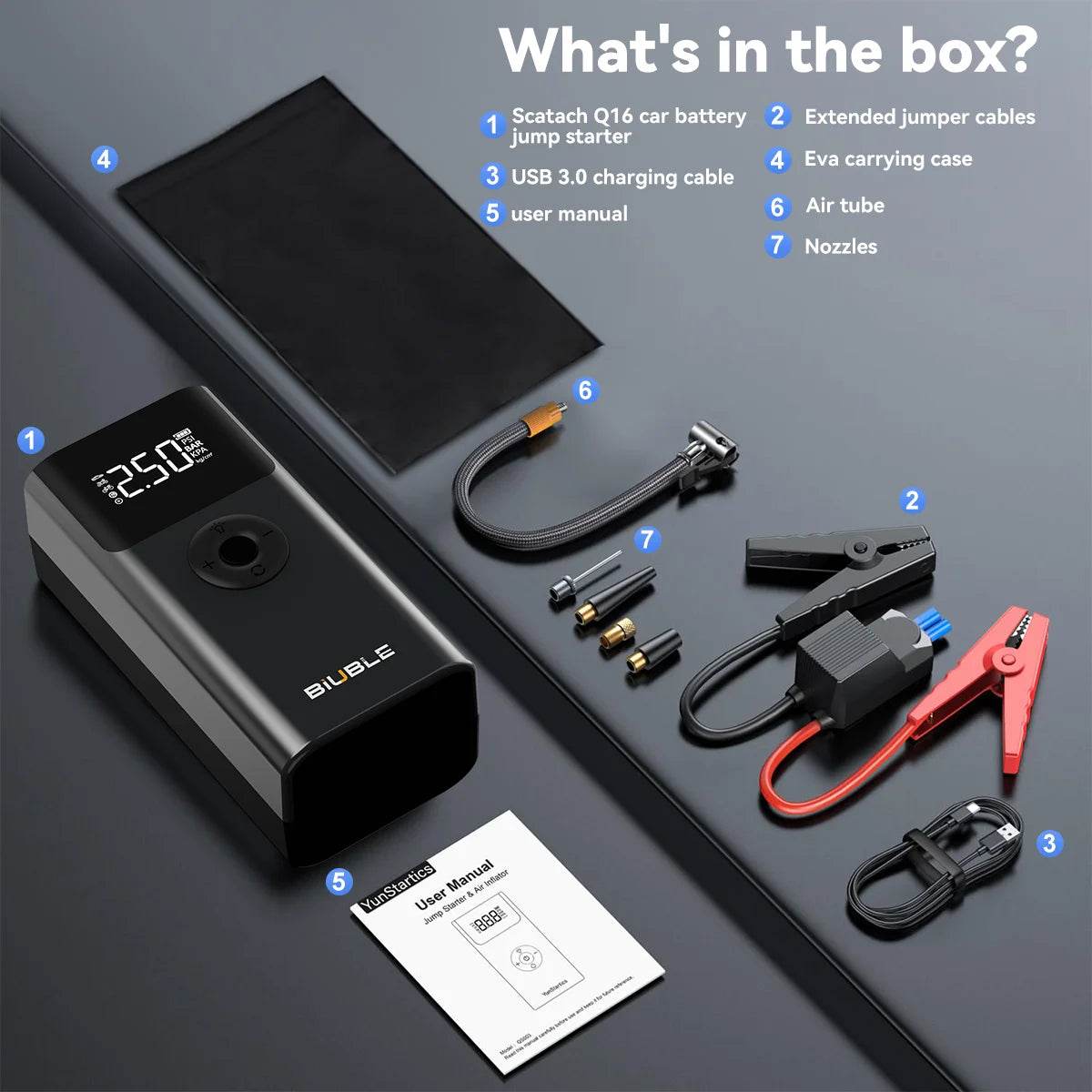 Car Jump Starter 26800mAh/21800mAh – Power Bank with 150PSI Air Compressor, Emergency Battery Booster & Portable Tire Pump