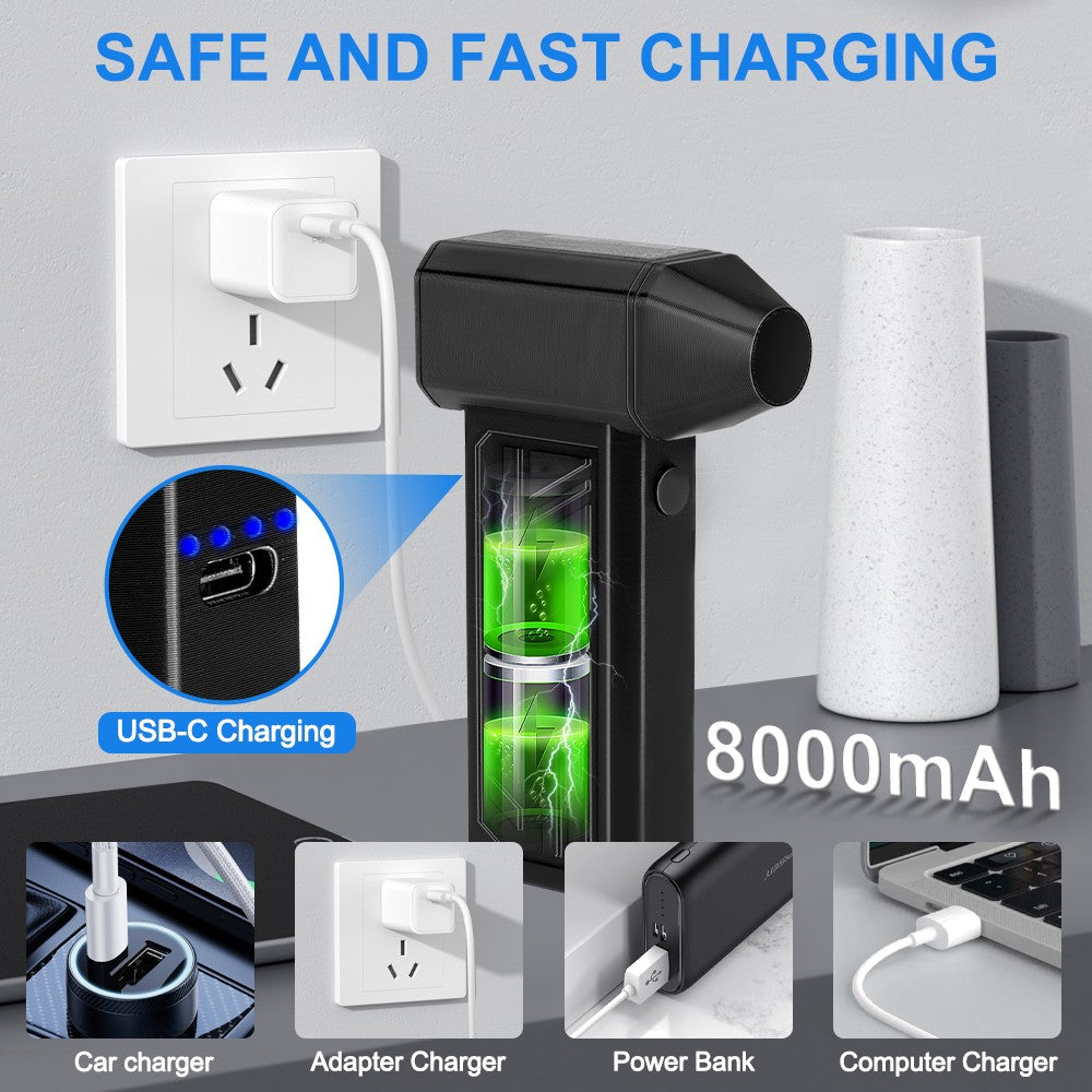 130000RPM Electric Air Blower Mini Turbo Fan Super Dry Dust Cleaner Air Blaster with 8000mAh Rechargeable Battery