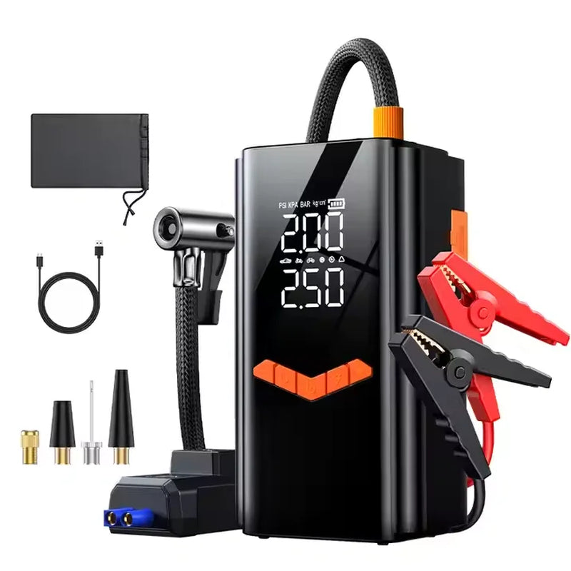 Car Jump Starter 26800mAh/21800mAh – Power Bank with 150PSI Air Compressor, Emergency Battery Booster & Portable Tire Pump
