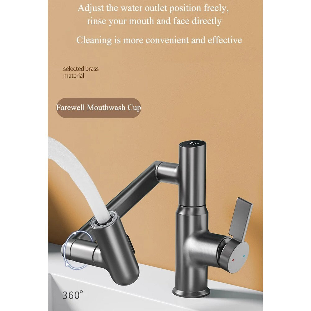 Intelligent Digital LED Bathroom Faucet – 360° Rotating Basin Mixer with Multifunction Stream Sprayer