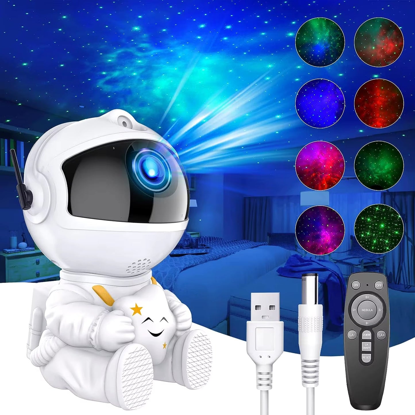 Astronaut Galaxy Starry Projector Lamp – LED Night Light Star Sky Projector for Bedroom, Kids, Home Decor & Birthday Gift