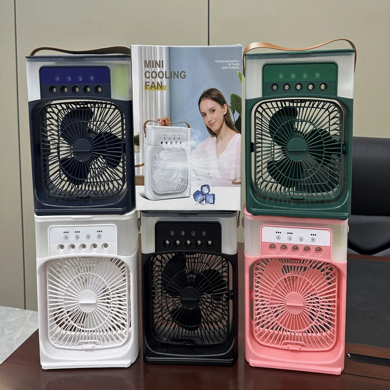 Portable Air Conditioner Fan – USB-Powered Personal Cooling Fan with 3 Speeds, 5 Spray Modes & LED Night Light for Home, Office & Outdoor