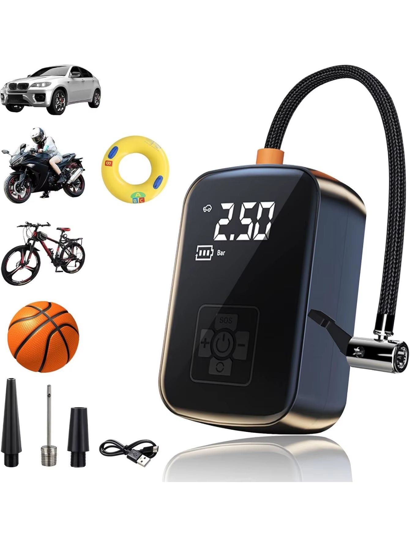 150PSI Car Air Compressor – Wired & Wireless Electric Tyre Inflator Pump for Car, Motorcycle, Boat & Bike