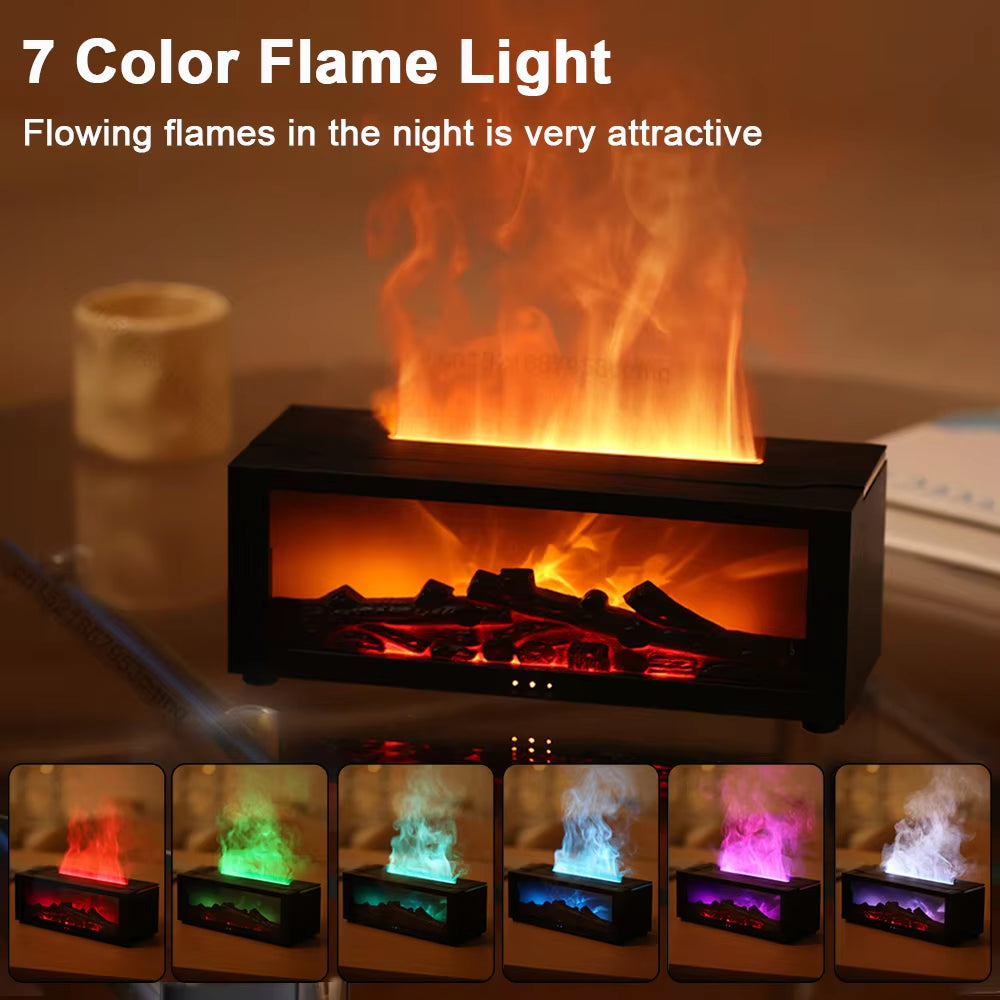 Air Humidifier & Essential Oil Diffuser with Flame Effect – Aromatherapy Home Room Fragrance Diffuser with Night Light