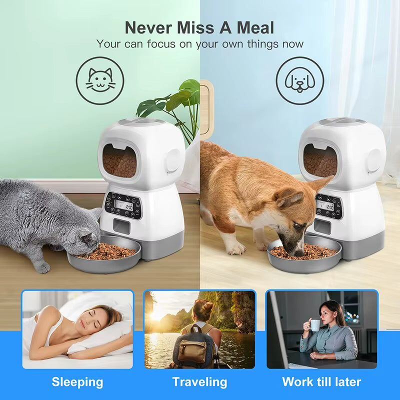 Automatic Pet Feeder with Intelligent Remote Control – Smart Cat & Dog Food Dispenser with Timing & Portion Control