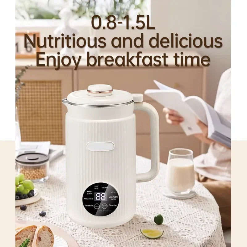 1200ML Electric Soy Milk Maker – Automatic Intelligent Filter-Free Soybean Milk Machine & Food Blender for Rice Paste, Nut Milk & Smoothies (EU/US Plug)