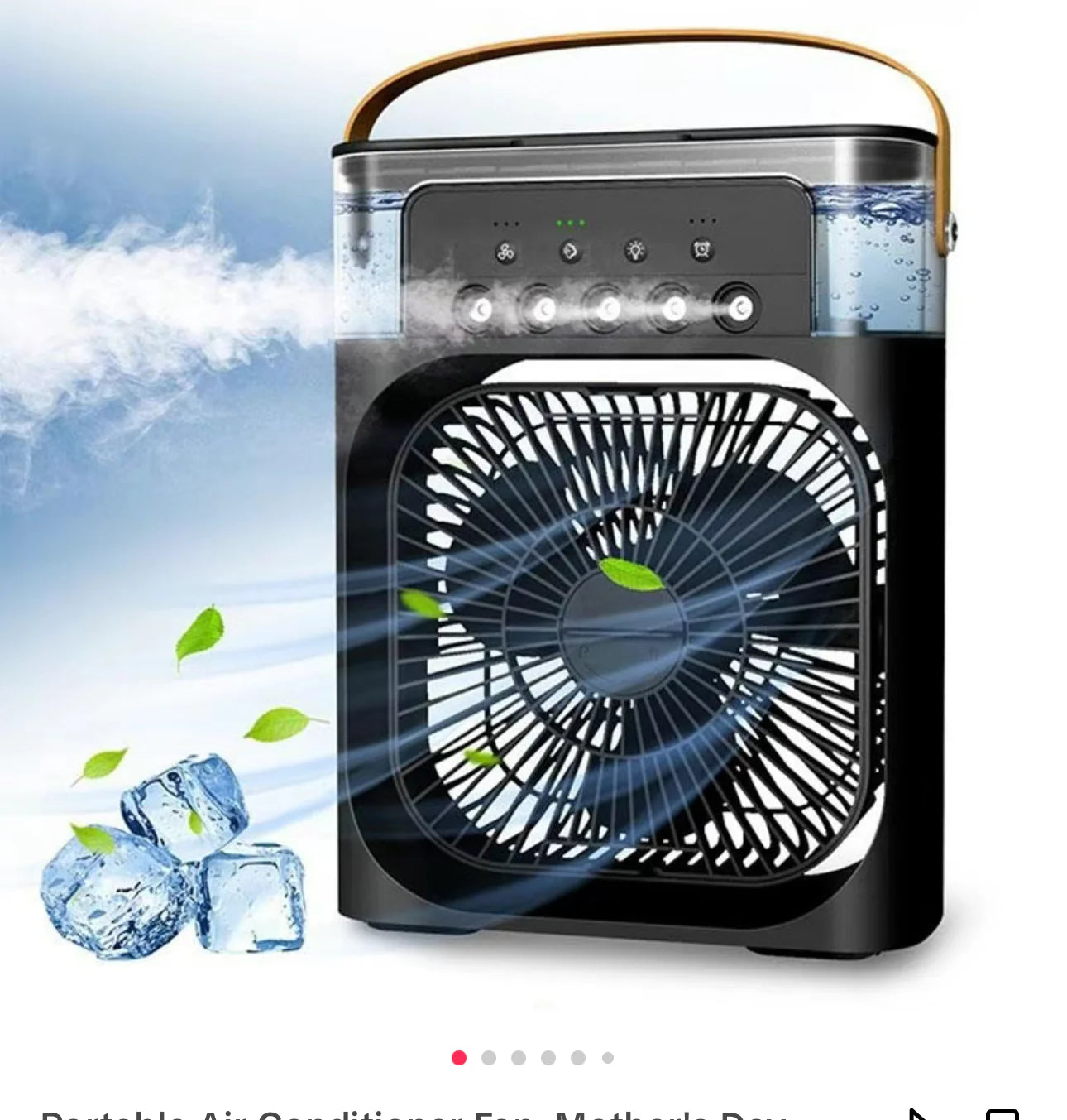 Portable Air Conditioner Fan – USB-Powered Personal Cooling Fan with 3 Speeds, 5 Spray Modes & LED Night Light for Home, Office & Outdoor