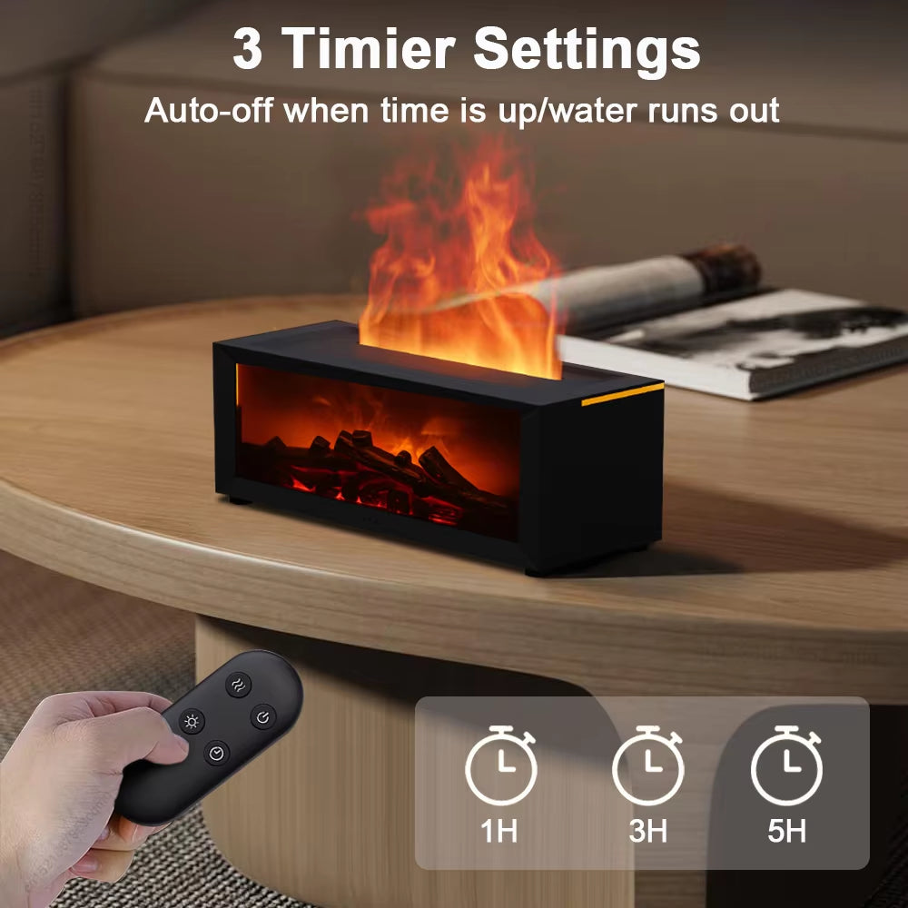 Air Humidifier & Essential Oil Diffuser with Flame Effect – Aromatherapy Home Room Fragrance Diffuser with Night Light
