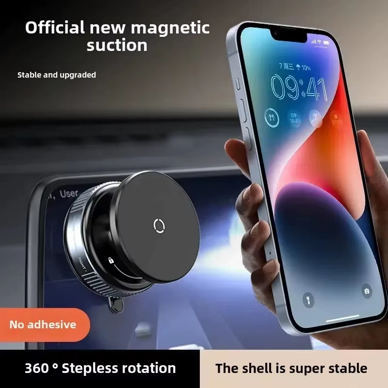 360° Rotation Magnetic Car Phone Holder – Magsafe-Compatible Vacuum Suction Cup Navigation Stand Bracket for iPhone & Smartphones