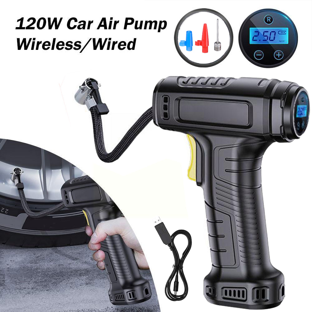 Car Tyre Inflator Cordless Digital Air Compressor Pump – USB Rechargeable 150 PSI for Car, Motorcycle, Bike & Sports Balls