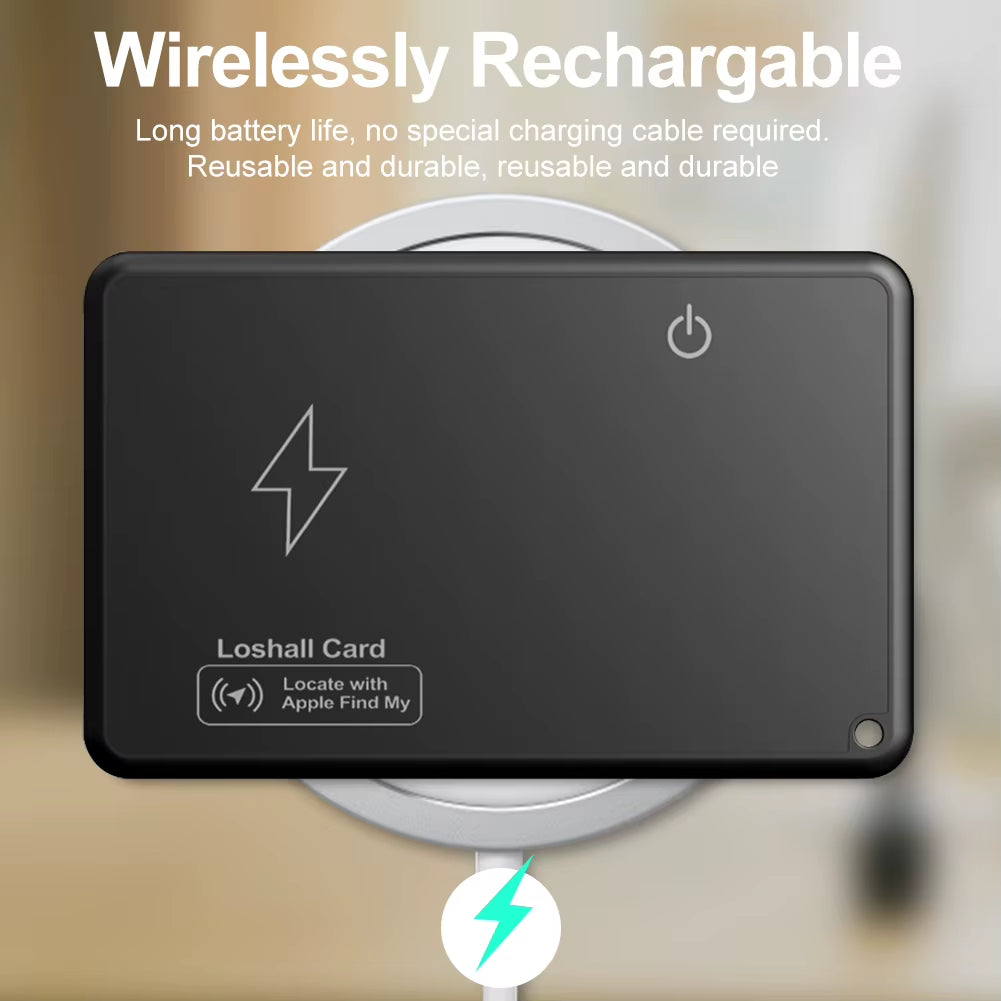 Wireless Charging GPS Tracker – Apple Find My Compatible Waterproof Item Locator for Wallet, Purse, Passport, Luggage