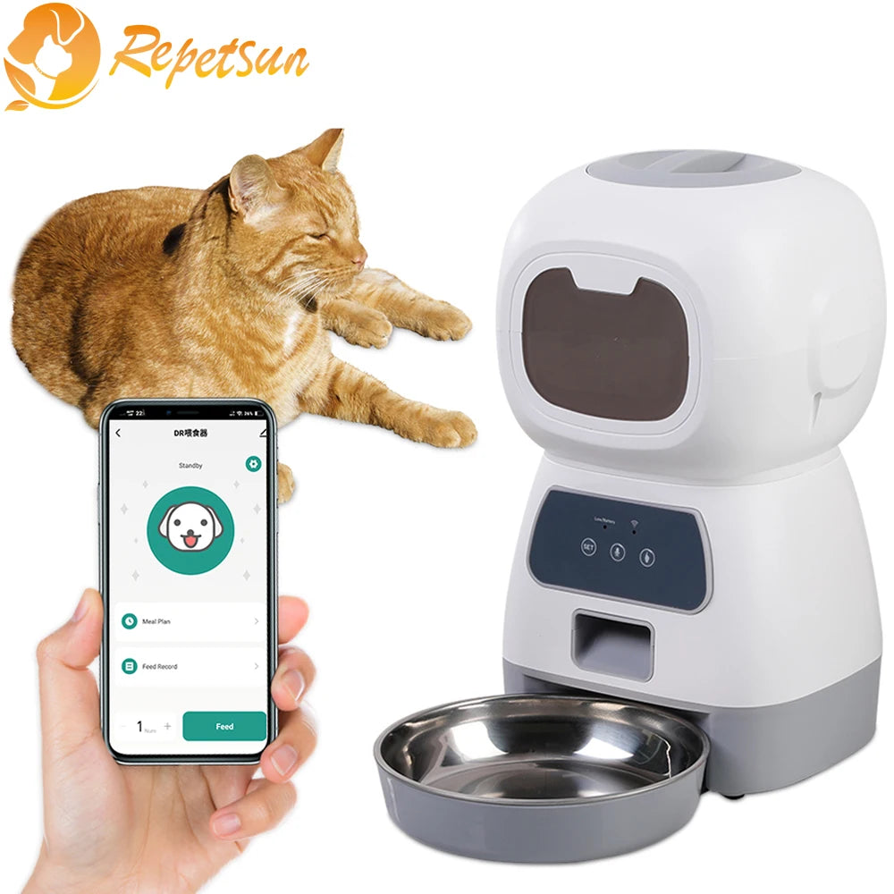 3.5L Automatic Pet Feeder for Cats & Dogs – WiFi Smart Slow Feeder with Voice Recorder, Large Capacity, Timed Food Dispenser