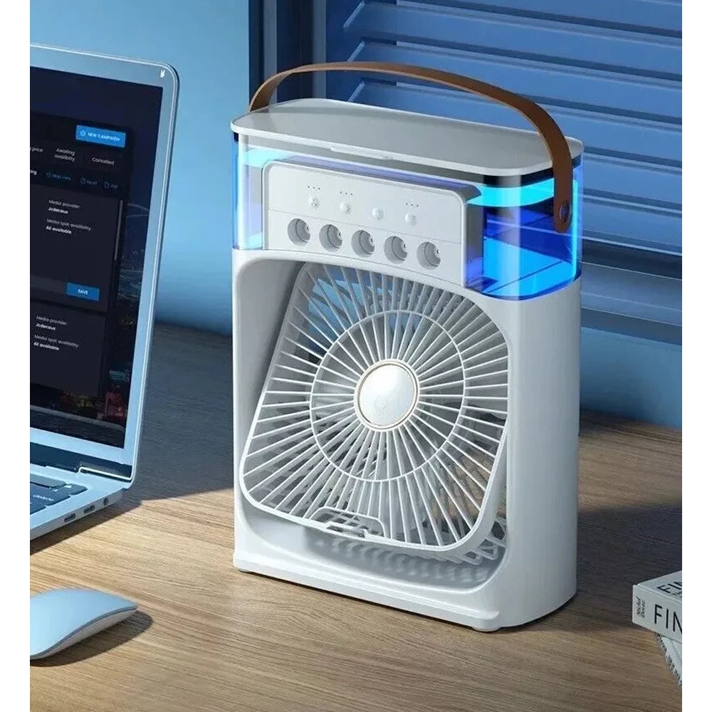 3-in-1 Portable Air Cooler Fan with LED Night Light – Mini Personal Air Conditioner, Humidifier & Fan for Bedroom, Office, Camping & Travel