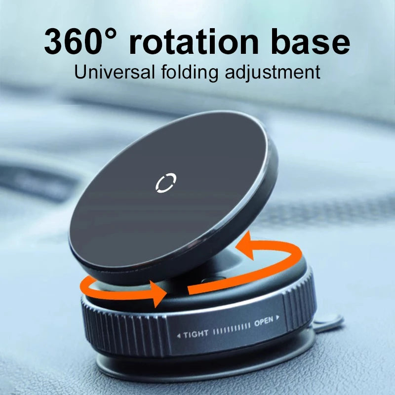 Vacuum Magnetic Car Phone Holder – 360° Rotation Suction Cup Navigation Stand Bracket for Magsafe iPhone 16/15/14/13/12