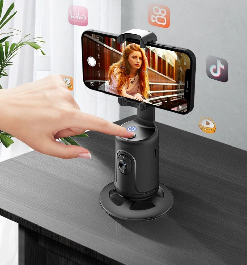 360° AI Smart Face Tracking Gimbal – Auto Phone Holder with Stabilizer, Tripod & Hand Gesture Recognition for Smartphone Vlog, TikTok & Live Streaming