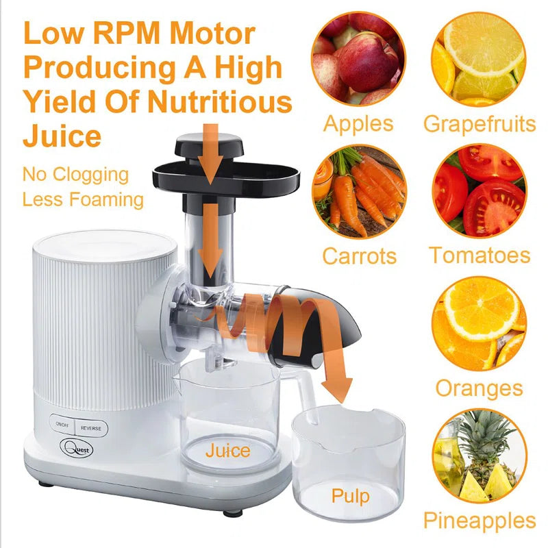 150W Slow Masticating Cold Press Juicer – High Juice Yield, Quiet Motor & Easy Clean Healthy Fruit & Vegetable Extractor