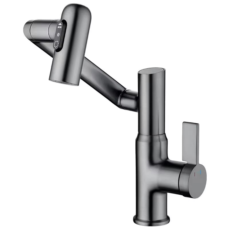 Digital LED Bathroom Faucet – 360° Rotating Hot & Cold Water Mixer Sink Tap with Multifunction Stream Sprayer
