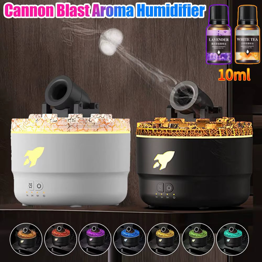 Volcanic Crack Light Cannon Aroma Humidifier – Essential Oil Diffuser, Aromatherapy Mist & Night Light for Home & Office