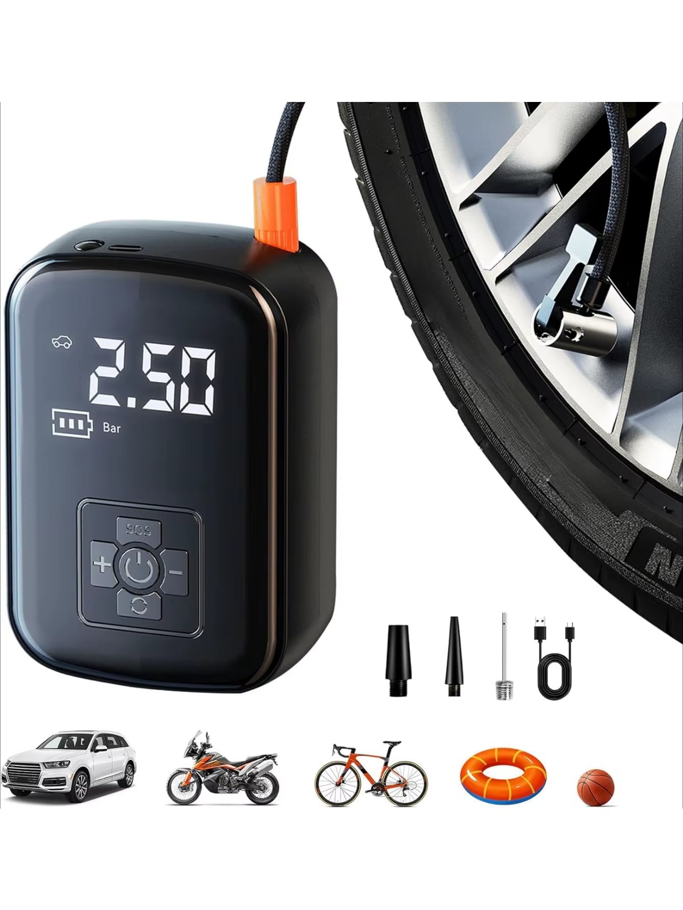 150PSI Car Air Compressor – Wired & Wireless Electric Tyre Inflator Pump for Car, Motorcycle, Boat & Bike