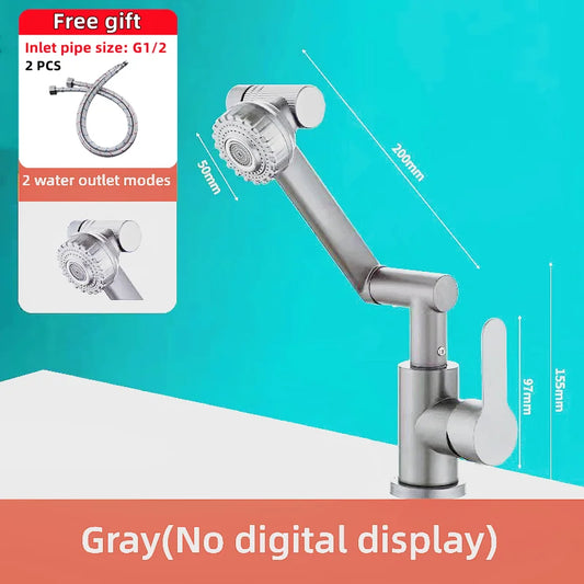 Digital Display LED Basin Faucet – 360° Rotating Hot & Cold Water Sink Mixer Tap with Multi-Function Stream Sprayer for Bathroom