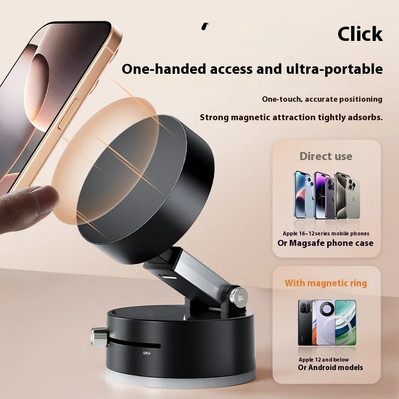 Foldable Magnetic Car Phone Holder – Strong Vacuum Suction Cup Mount for Dashboard, Windshield & Mirror | Hands-Free Universal Phone Stand for iPhone & Android