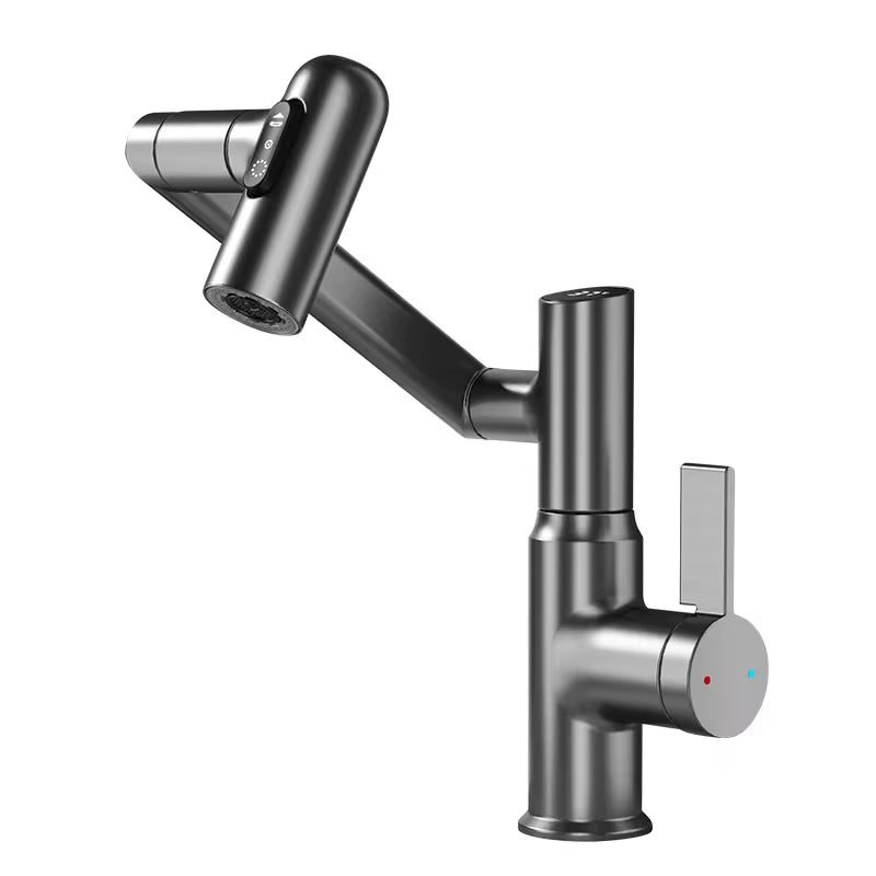 Digital LED Basin Faucet – 360° Rotatable Bathroom Sink Mixer with Hot & Cold Water Display, Multi-Function Stream Sprayer
