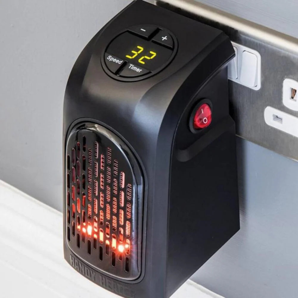 Mini Electric Ceramic Heater – Portable Winter Warmer for Home, Office & Camping | Adjustable Temperature & Timer
