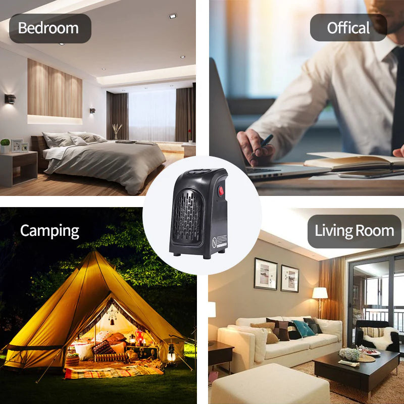 Mini Electric Ceramic Heater – Portable Winter Warmer for Home, Office & Camping | Adjustable Temperature & Timer