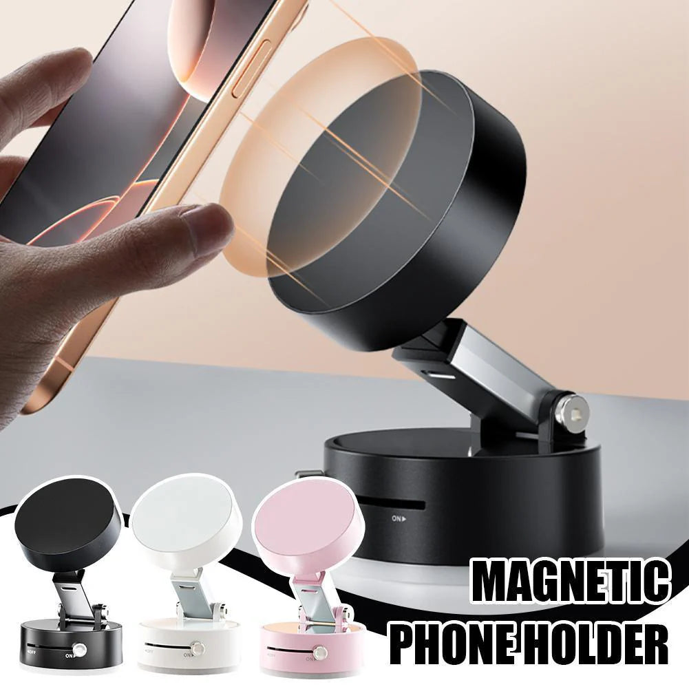 Foldable Magnetic Car Phone Holder – Strong Vacuum Suction Cup Mount for Dashboard, Windshield & Mirror | Hands-Free Universal Phone Stand for iPhone & Android