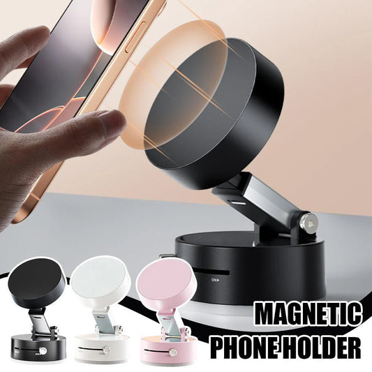 Foldable Magnetic Car Phone Holder – Strong Vacuum Suction Cup Mount for Dashboard, Windshield & Mirror | Hands-Free Universal Phone Stand for iPhone & Android