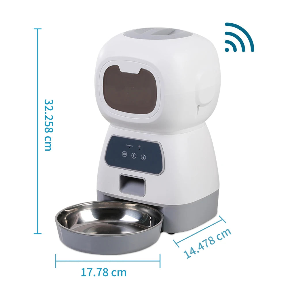 3.5L Automatic Pet Feeder for Cats & Dogs – WiFi Smart Slow Feeder with Voice Recorder, Large Capacity, Timed Food Dispenser