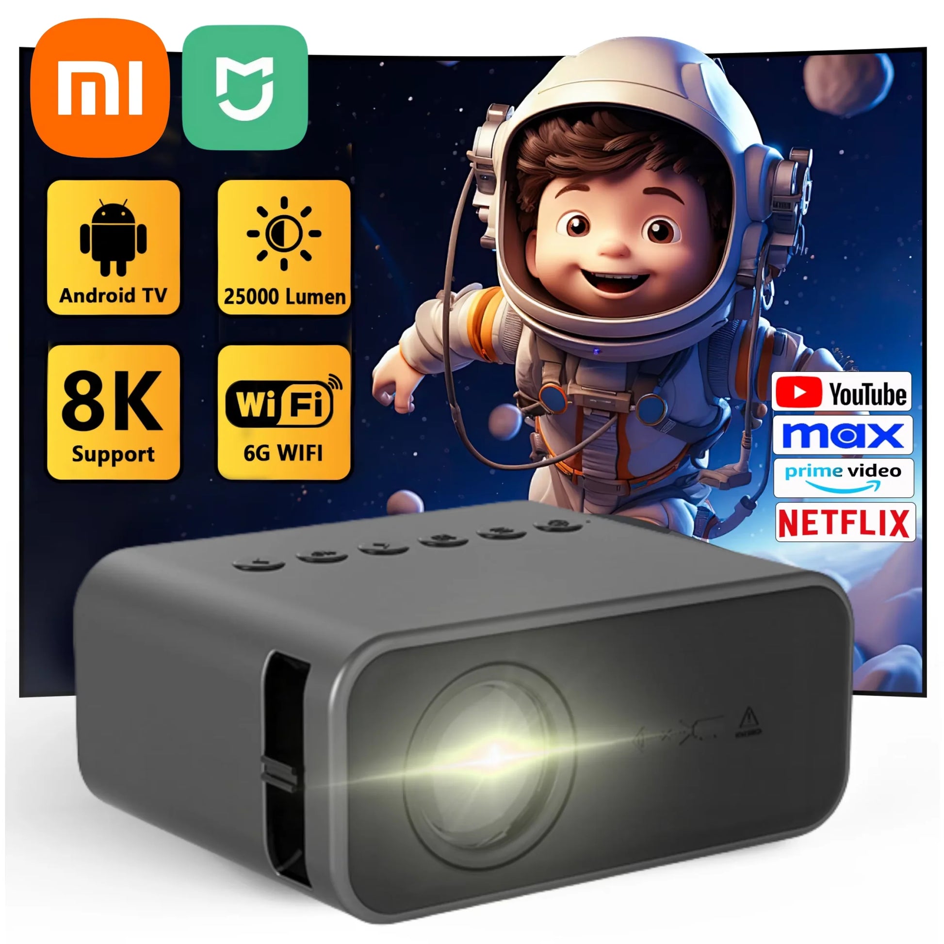 Xiaomi Mini Projector Portable 8K HD Home Theater Projector for Movies, Gaming & Kids Entertainment