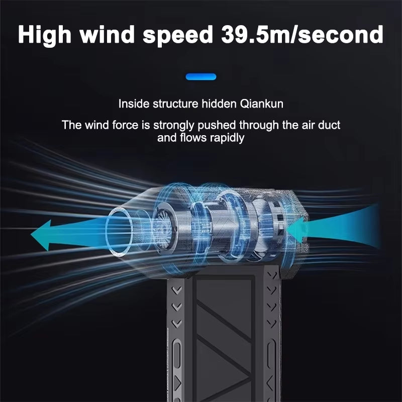 Compressed Air Duster 130000RPM – Cordless Mini Turbo Jet Fan Blower with 3-Speed Settings, Rechargeable Battery & LED Light for Dust Cleaning, BBQ & Pet Drying