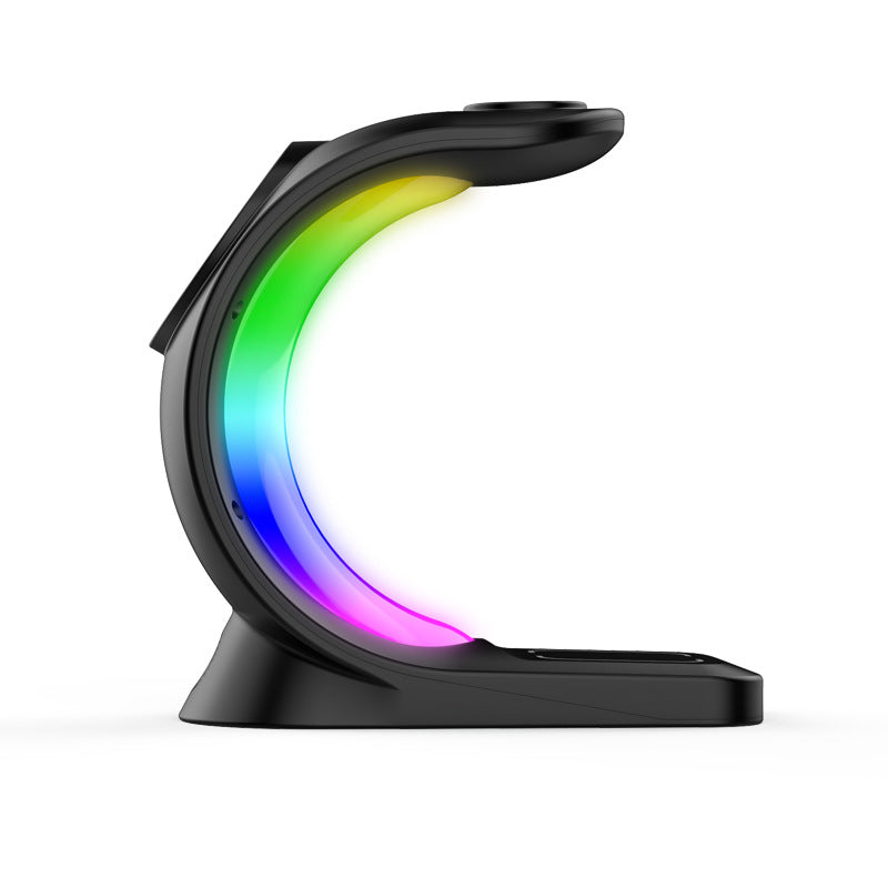 4 in 1 Magnetic Wireless Charger Fast Charging Dock with RGB Atmosphere Light for iPhone, Apple Watch & AirPods Pro