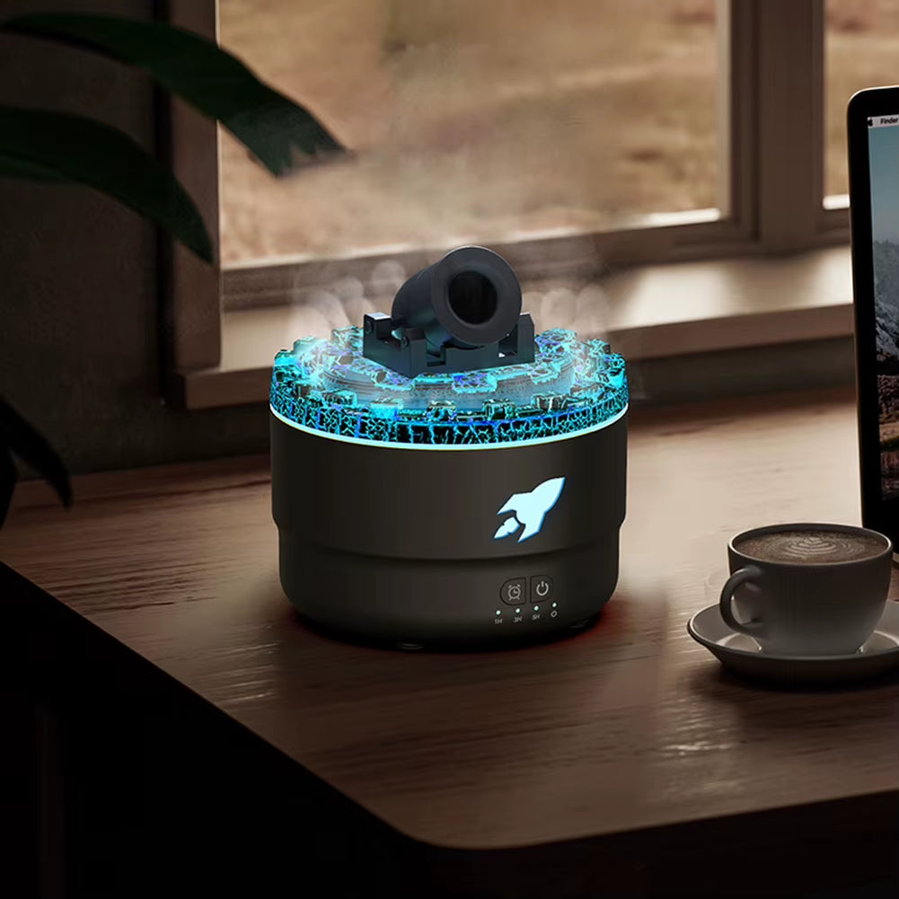 Volcanic Crack Light Cannon Aroma Humidifier – Essential Oil Diffuser, Aromatherapy Mist & Night Light for Home & Office