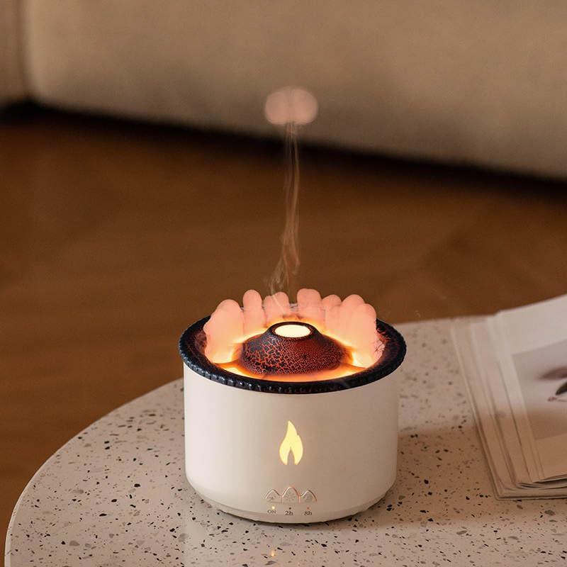 Volcano Diffuser Humidifier with Flame Effect – Aromatherapy Essential Oil Diffuser for Home & Bedroom, LED Night Light, Two Mist Modes, Remote Control