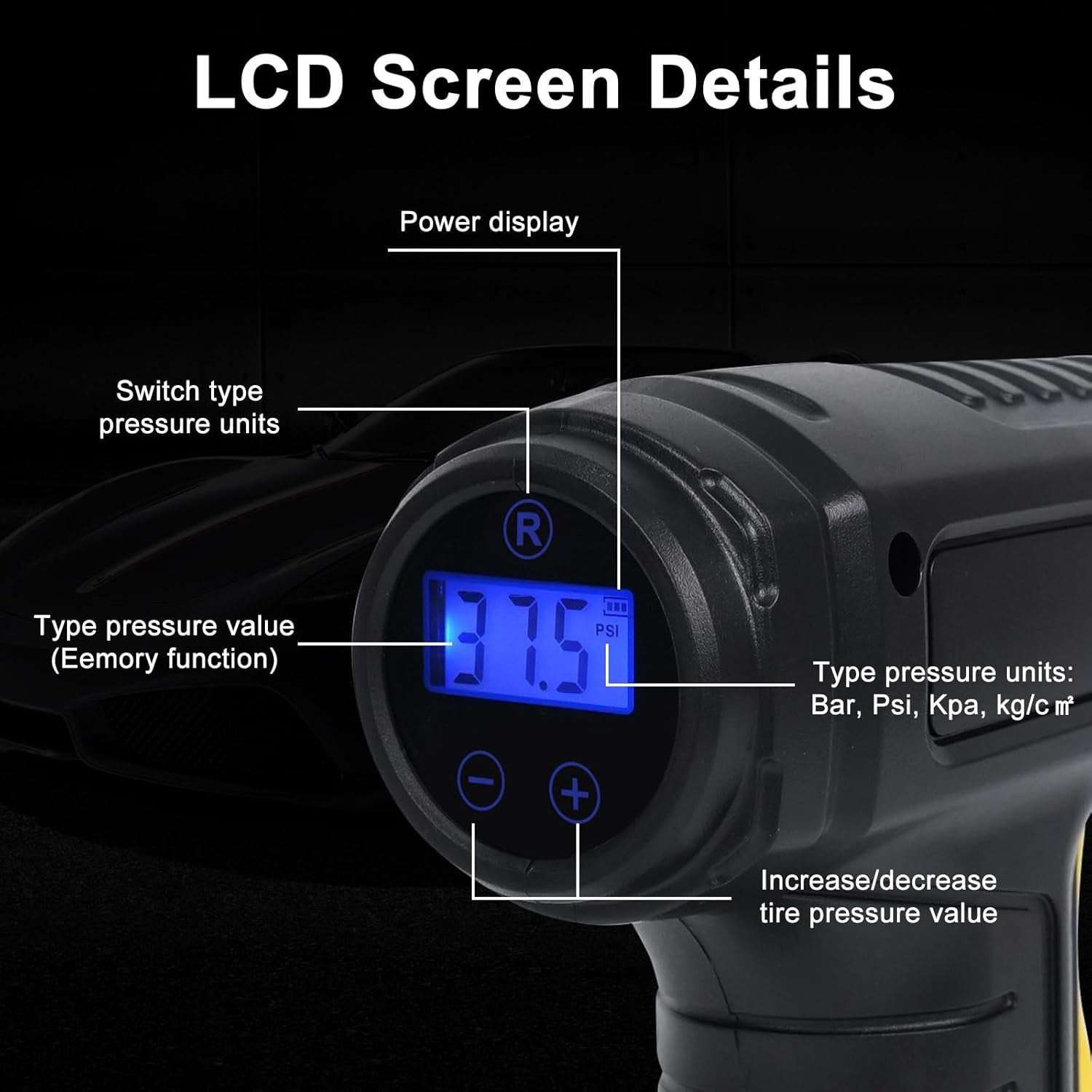 Cordless Tyre Inflator Air Compressor – Portable Handheld Digital 150PSI with LED Light & 7 Nozzles for Car, Motorcycle, Bicycle & Ball
