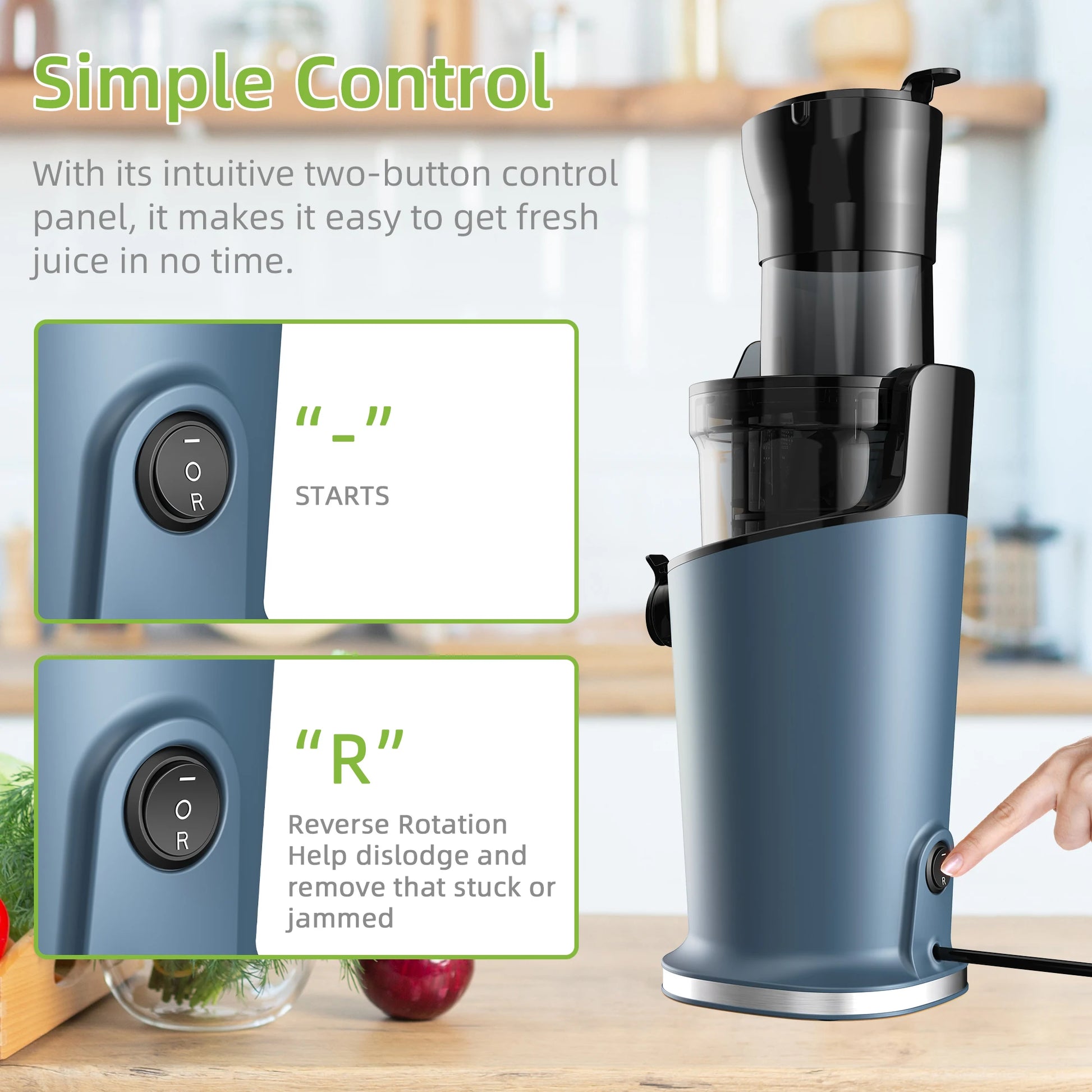 Cold Press Juicer 200W Slow Masticating Juicer with 78mm Wide Feed Chute, BPA-Free Tritan, Quiet Motor & High Juice Yield for Whole Fruits & Vegetables