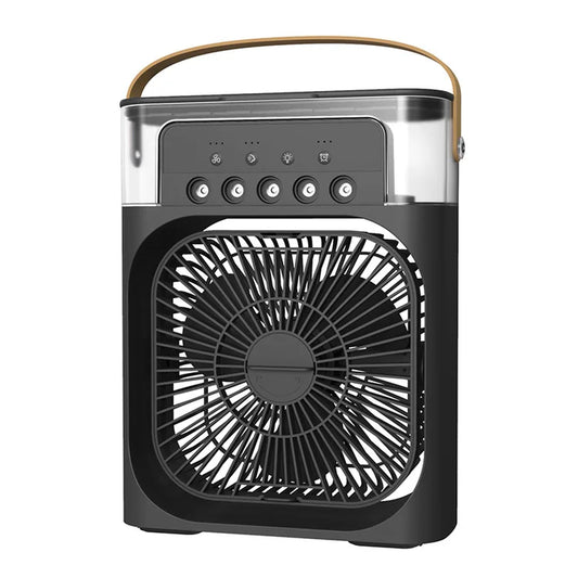 Silent Electric Mini Air Conditioner Fan – Portable 3-in-1 Air Cooler, Humidifier & Desk Fan with 7-Color LED Night Light for Home, Office & Camping