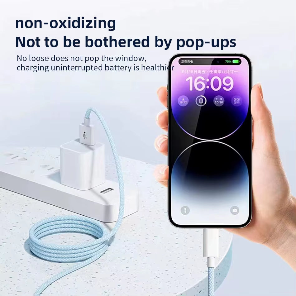 66W 3-in-1 Fast Charging Cable – 6A USB Type-C, Micro USB & Lightning Nylon Braided Data Cable for Xiaomi, Huawei, Samsung, OPPO & iPhone (1.2M/2M/3M)