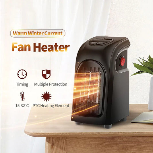 Mini Electric Ceramic Heater – Portable Winter Warmer for Home, Office & Camping | Adjustable Temperature & Timer