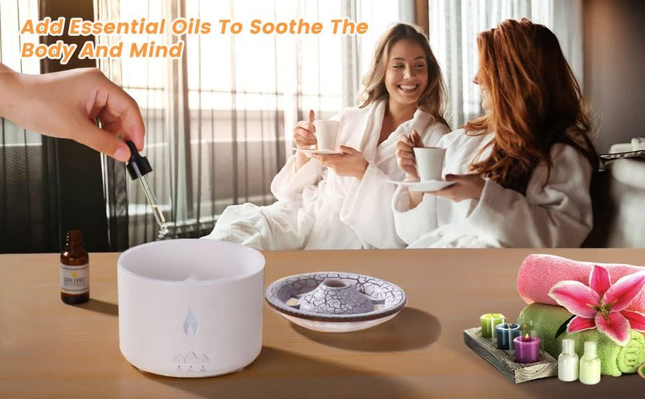 Volcano Diffuser Humidifier with Flame Effect – Aromatherapy Essential Oil Diffuser for Home & Bedroom, LED Night Light, Two Mist Modes, Remote Control
