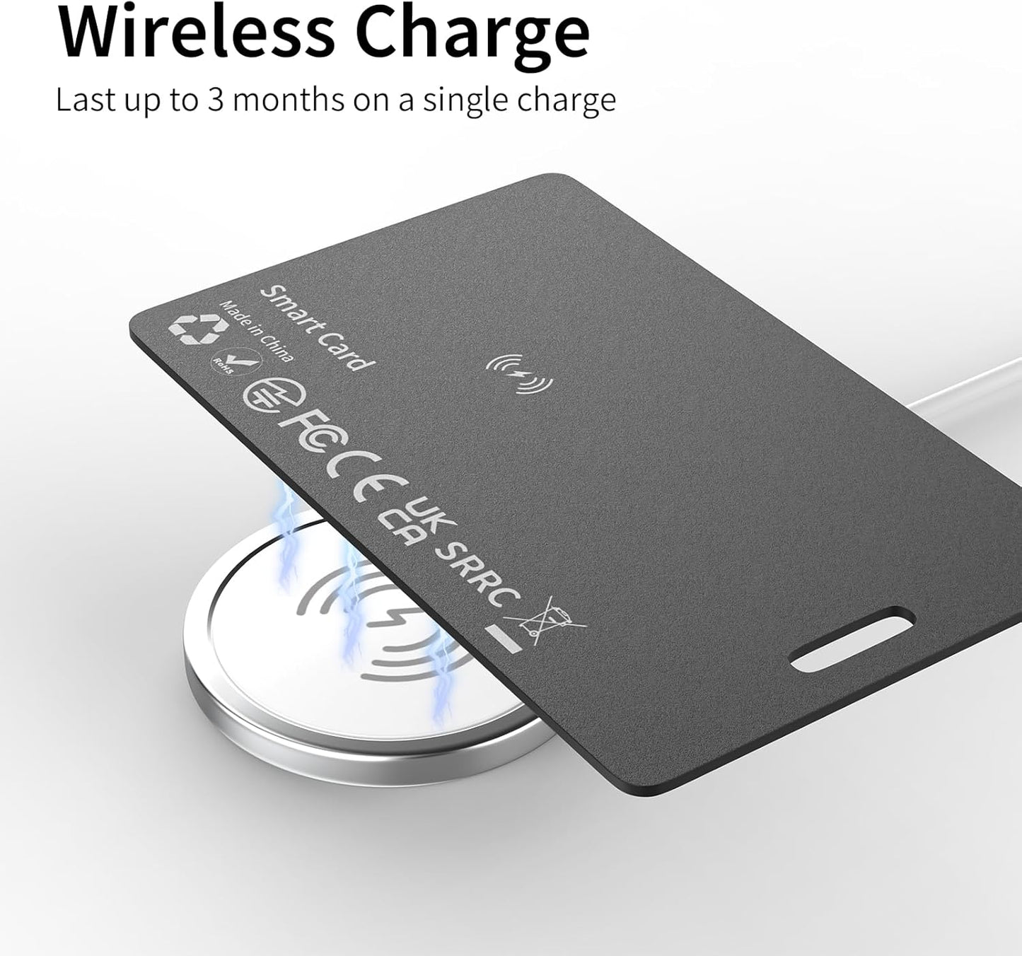 Wallet Tracker Card – Rechargeable Bluetooth Smart Track Card, Works with Apple Find My (iOS Only), Slim Waterproof Wallet Finder, Rechargeable Smart Locator for Wallet, Luggage & Cardholder