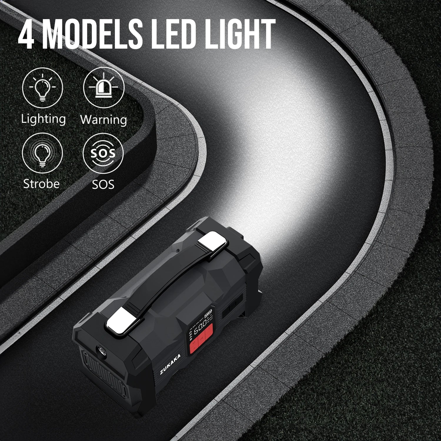 6000A Car Jump Starter with Air Compressor – 12V Battery Booster Power Bank with LED Flashlight & Smart Cable