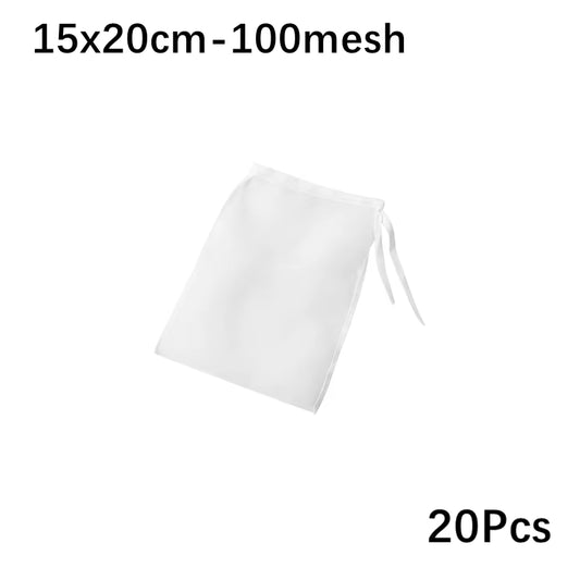 20Pcs Nut Milk Bag Set – Multi-Size Reusable Nylon Fine Mesh Filter Bags for Almond Milk, Soy Milk, Coffee, Juice, Wine & Cold Brew