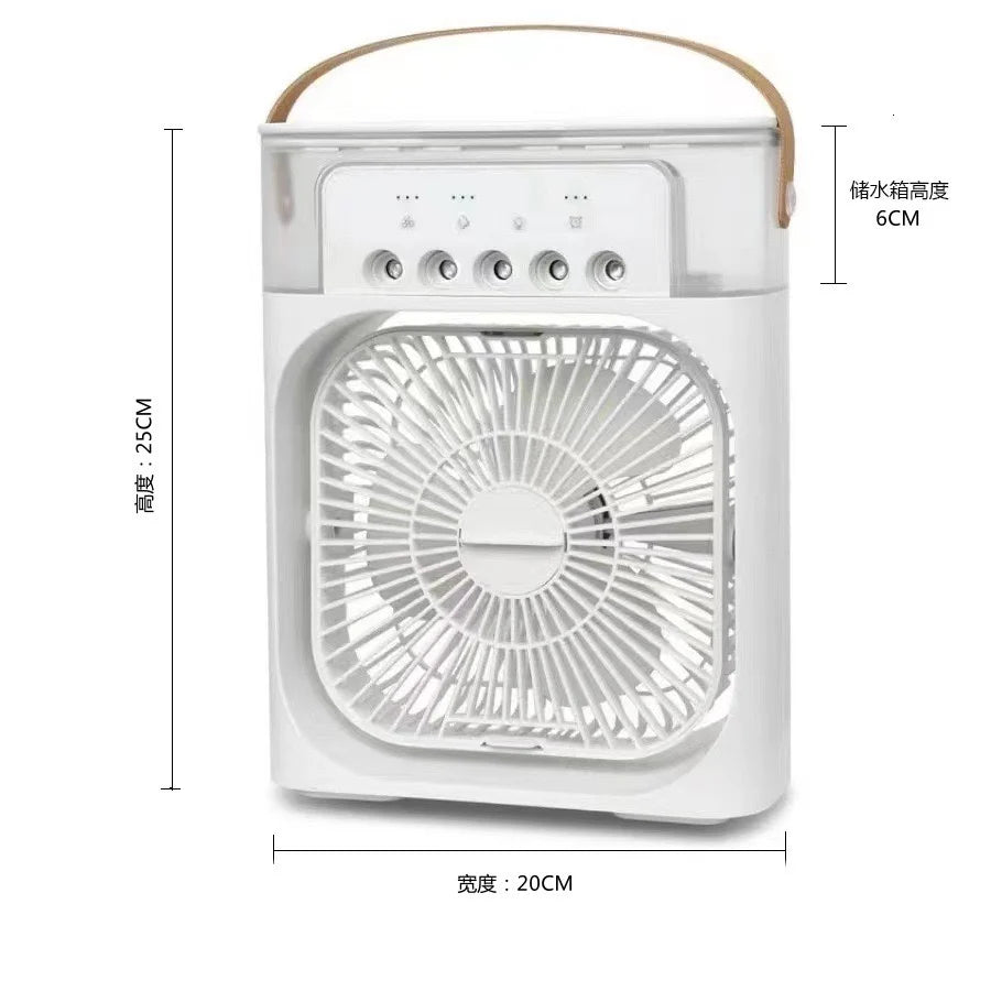 Portable Air Conditioner Fan – USB-Powered Personal Cooling Fan with 3 Speeds, 5 Spray Modes & LED Night Light for Home, Office & Outdoor