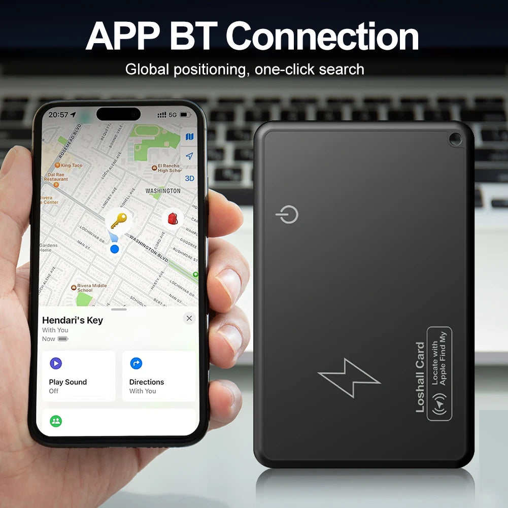 Wireless Charging Wallet Tracker Card – Apple Find My Compatible GPS Locator for Wallet, Purse, Passport, Luggage